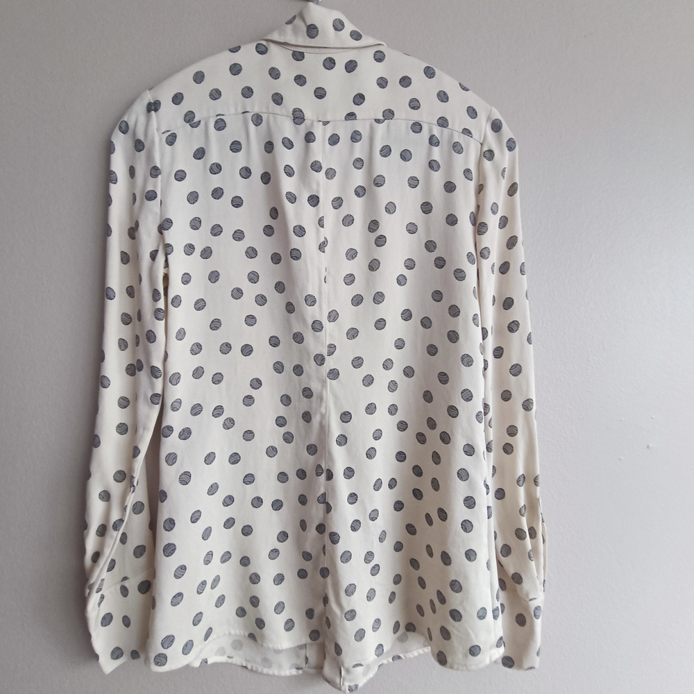 Derek Lam 10 Crosby 100% Silk Cream Blouse with Black Yarn-Spot Print Size XS - Picture 2 of 13